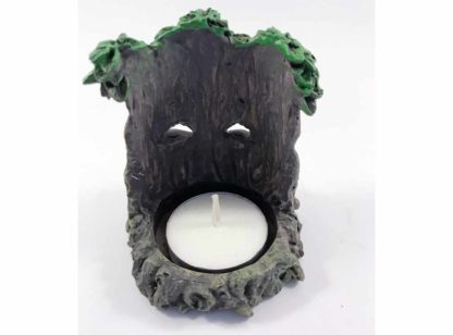 Back of the greenman showing the space for a tealight candle