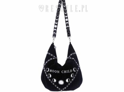 The long shoulder strap (120cm) has the phases of the moon embroidered along the full length in white