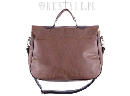 The back of the satchel is plain brown faux leather